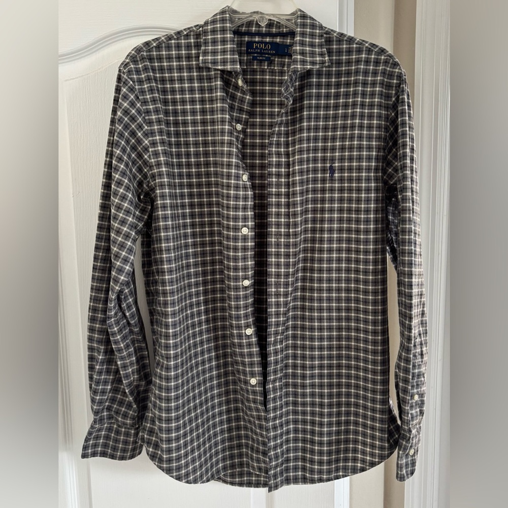 Polo by Ralph Lauren Grey with Black and White Plaid Shirt